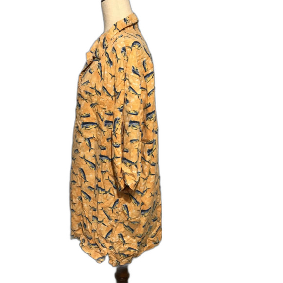 Columbia Swordfish Print Men's Short Sleeve Button Down Shirt (L) - Picture 5 of 9